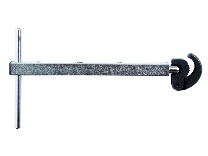 Basin wrench with spring loaded jaws and flexible head for optimal accessibility in narrow spaces 10-32mm