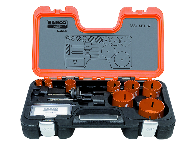 Bi-Metal holesaw set 19-65mm + 2 arbors + 1 pilot drill bit. 12 pcs
