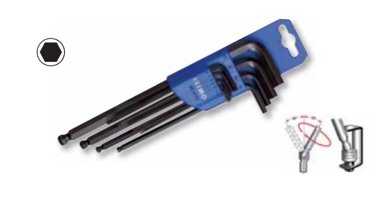 Ball head HEX L-key set 9 pcs 1,5-10mm Irimo blister