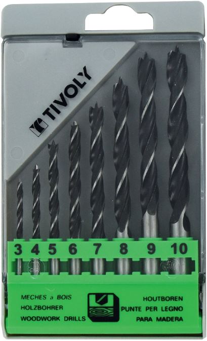 Wood drill set TIVOLY, 3-10mm, 8-pcs