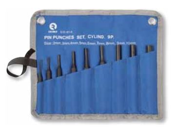 Round parallel pin punch set 9 pcs - 2/3/4/5/6/7/8/9/10mm with pouch Irimo