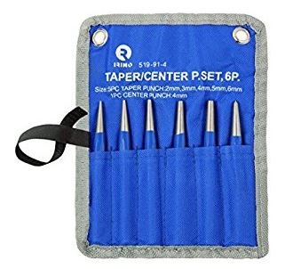 Octagonal taper punch set 6 pcs - 2/3/4/5/6mm + center punch  4mm with pouch Irimo