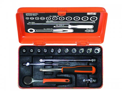 Socket set 1/4" 16 pcs metal case