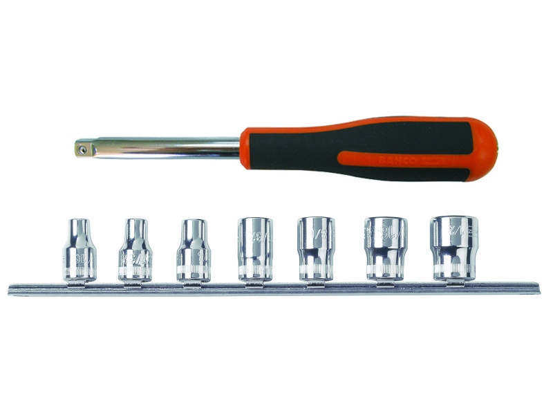 Hexagon socket set inch sizes 3/16"-1/2" 6 pcs with spinner handle