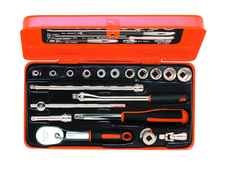 Hexagon socket set inch sizes 5/32"-9/16" 19 pcs in metal case