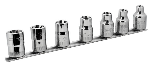 Socket set 7800TORX-E E10-E24 6 pcs 1/2" on rail