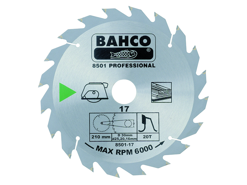Circular saw blade Bahco 300x30mm 30H 16°, (20mm adaptor), for wood
