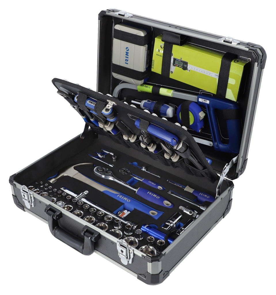 Aluminium tool case filled with tools, 145 pcs