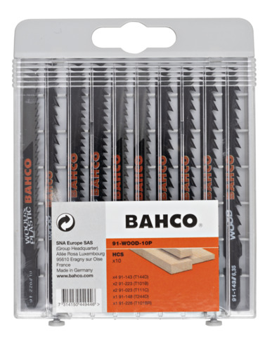 Jigsaw blades set 10pcs, T-shank, for wood and plastic