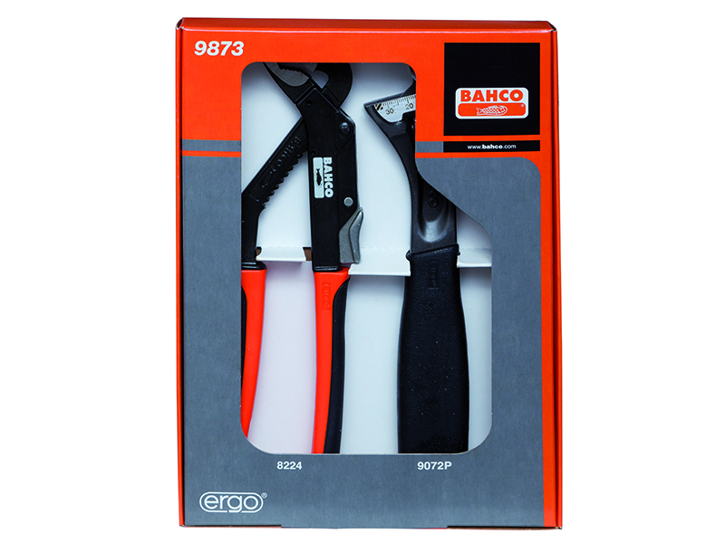 Plumbers set with adjustable wrench 9072 P and slip joint pliers 8224