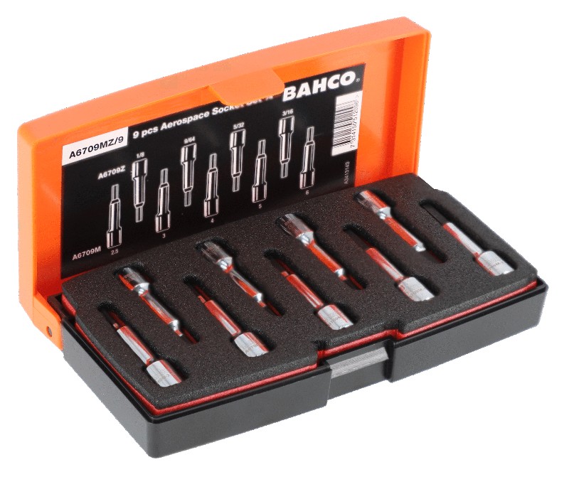 Hexagonal deep socket set 9pcs, metric+imperial