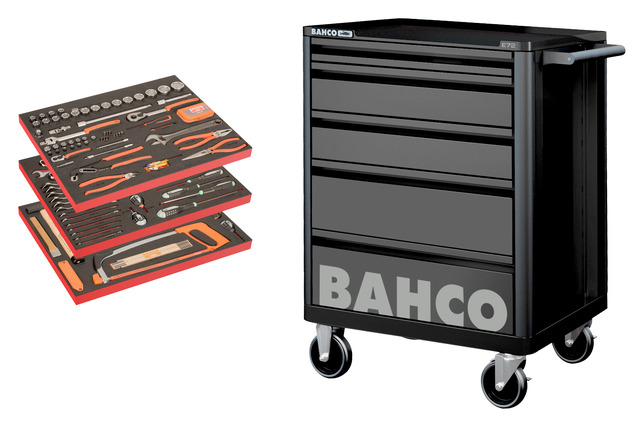 Tool trolley E72, 5 drawers, 158 tools - BASIC