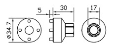 Special socket 17mm x 30mm, 4-PIN