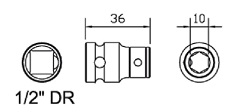10H Special bit holder, 1/2" drive