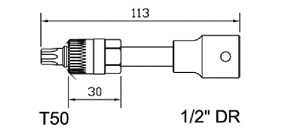 Special socket T50 x 113mm, 1/2" drive
