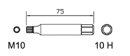 Special bit XZN M10 x 75mm, 10H