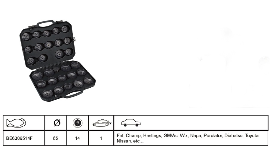 Õlifiltrivõti kauss diam 65mm 14 ribi