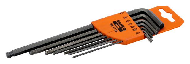 Set of long ball end black finish hexagon offset screwdrivers 5/64"-3/16" 7 pcs
