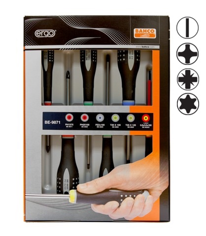 Elektriku kruvikeerajate komplekt ERGO™ 6 osa - SL3,0 1000V VDE; T20/25; PZ2; PH1/2