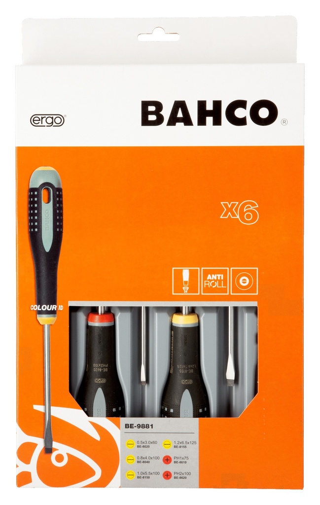 Screwdriver set ERGO™ 6 pcs - PH1/2; SL3,0/4,0/5,5/6,0