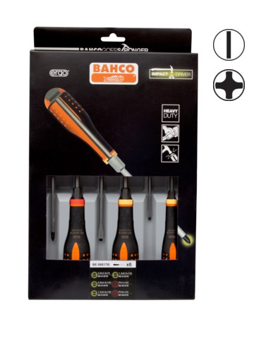 Screwdriver set ERGO™ through blade 6 pcs - SL3,5/4,5/5,5/6,5; PH1/2