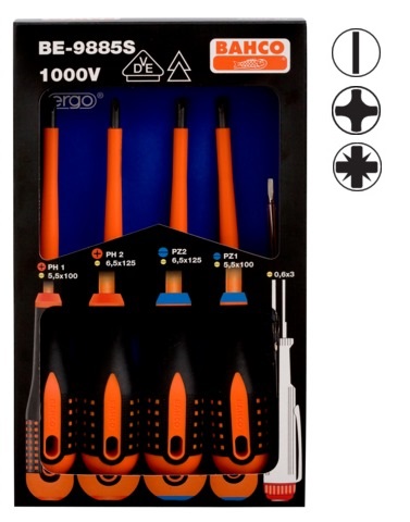 Insulated screwdriver set ERGO™ 5 pcs - SL3,0 tester; 2xSL/PH; 2xSL/PZ - 1000V VDE