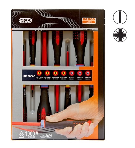 Insulated screwdriver set ERGO™ 7 pcs - SL2,5/3,0/4,0/5,5; PZ0/1/2 - 1000V VDE
