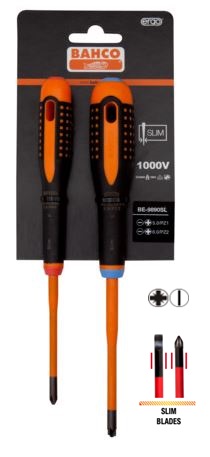 Insulated screwdriver set ERGO™ Combi slim 2 pcs - SL5/PZ1; SL6/PZ2 - 1000V VDE