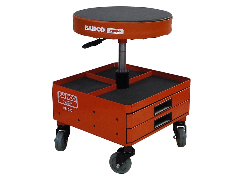 Adjustable height stool with storage on wheels