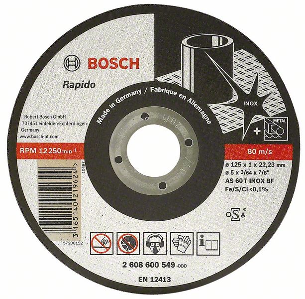 Cutting disc 125x1x22,23mm, INOX Rapido