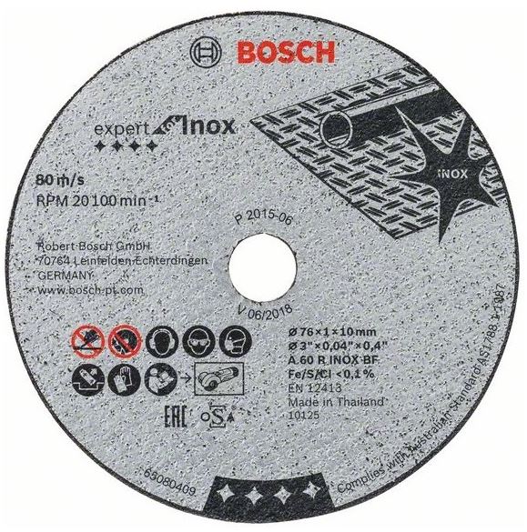 Lõikeketas Bosch 76x1x10mm, INOX - 5tk
