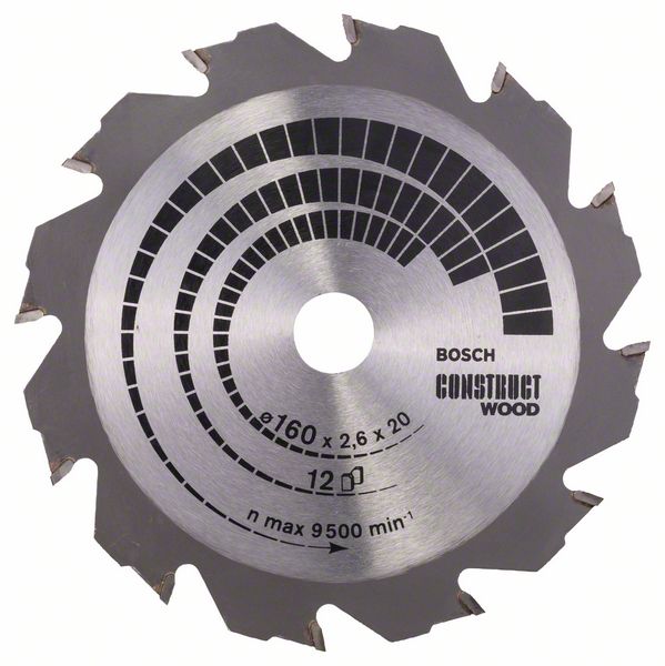 Bosch saeketas 160x20/16x2.6/1.6mm, 12HB, Construct puidule