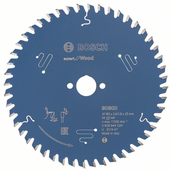 Bosch sawblade 165x20x2.6/1.6mm, 48T, Expert for Wood