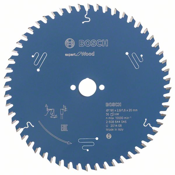 Bosch zāģa disks 190x20x2.6/1.5mm, 56T, Expert for Wood