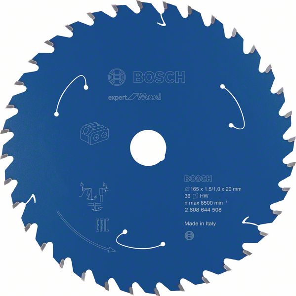 Bosch sawblade 165x20x1.5/1.0mm, 48T, Expert for Wood