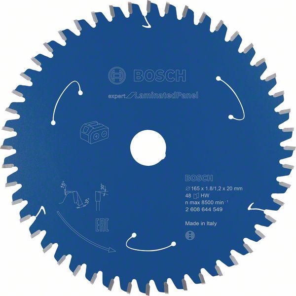 Bosch sawblade 165x20x1.8/1.2mm, 48T, Expert for Laminated Panel