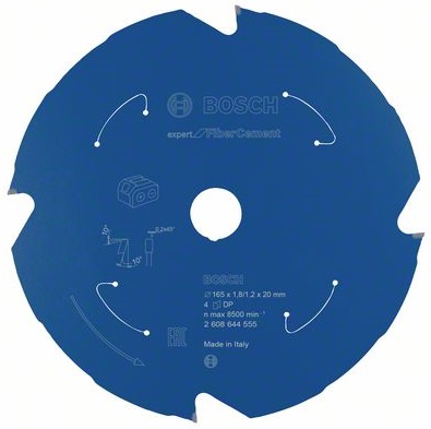 Bosch sawblade 165x20x1.8/1.2mm, z4, Fiber Cement