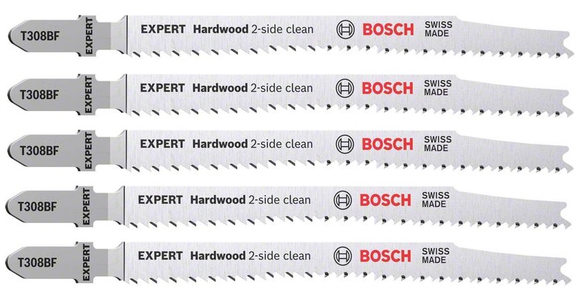 Jigsaw blade for wood, 117mm, Bosch EXPERT Hardwood, T308 BF - 5pcs