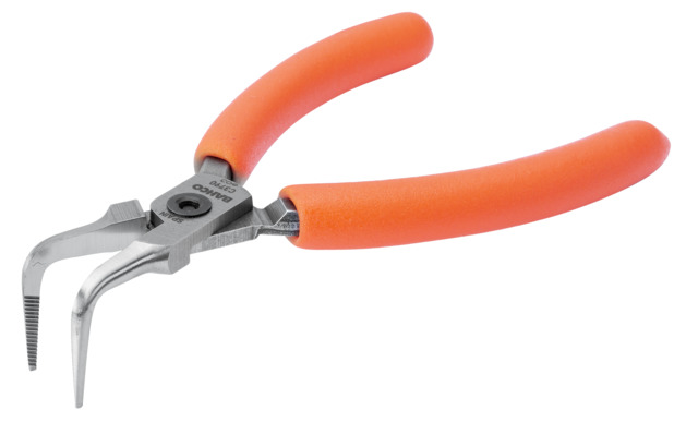 Mini needle nose pliers 125mm, with bent nose 90°