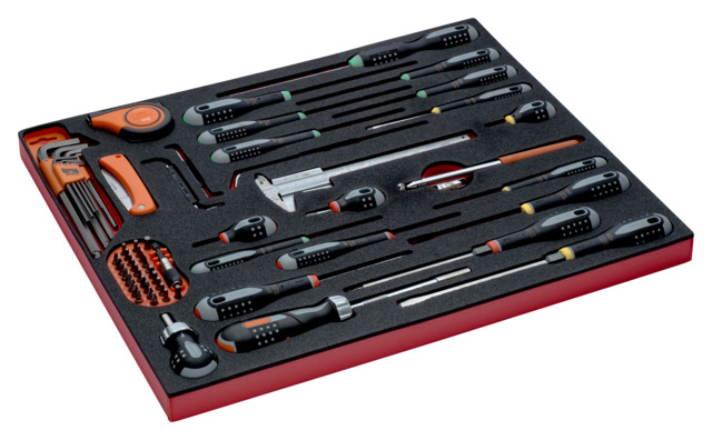 Tools set 66pcs (screwdrivers, bits, L-HEX keys) in foam