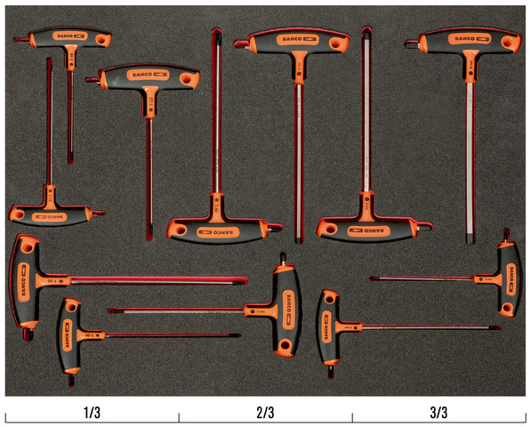 T-Handle screwdriver set 12pcs Fit&Go 3/3 foam (TORX+HEX)