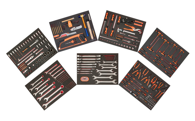 MRO tools set in 2 coloured foams 256 pcs for 6 drawers