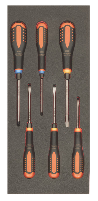 ERGO läbiva teraga kruvikeerajate kmpl 6 osa Fit&Go - SL3,5 - SL4,5 - SL5,5 - SL6,5 - PH1 - PH2