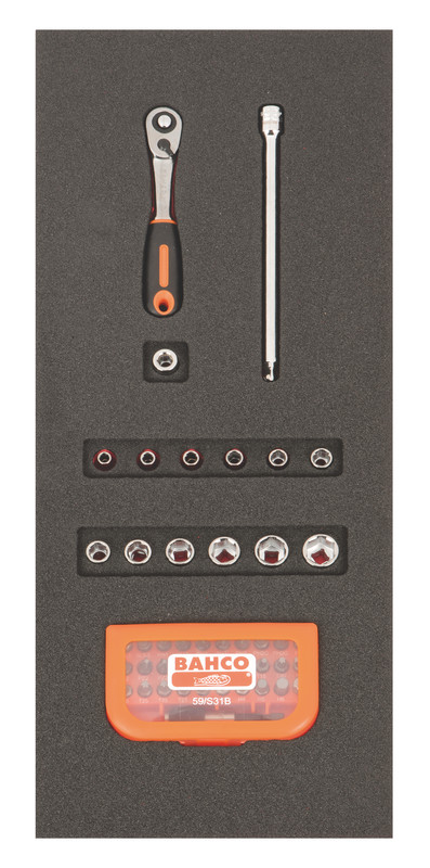 1/4" sockets and bits set 16pcs Fit&Go 1/3 - 59/S31B - ratchet - sockets 4-13mm - 150mm extension - 1/4" bit adaptor