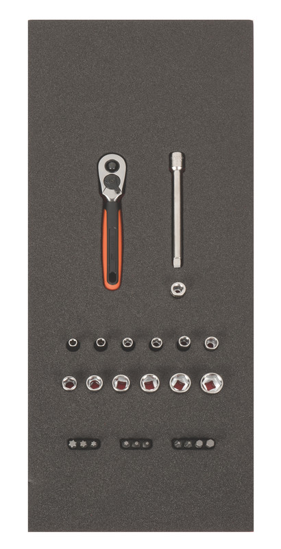1/4" S-Line sockets and bits set 25pcs Fit&Go 1/3 - ratchet - sockets 4-13mm - 100mm extension - 1/4" bit adaptor - 10x 1/4" bits