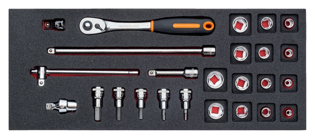 3/8" sockets and accessories set 25pcs Fit&Go 1/3 foam