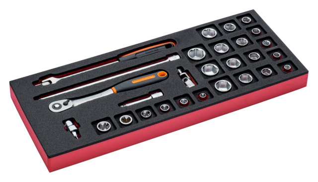 3/8" sockets and accessories set 28pcs Fit&Go 1/3 foam