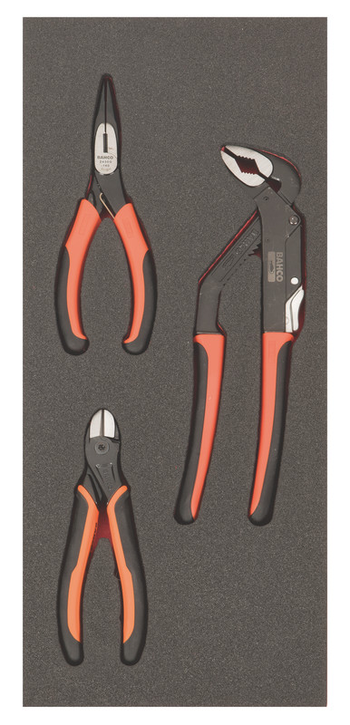 Pliers set 3pcs Fit&Go 1/3 - 160mm snipe nose pliers - 160mm cutting pliers - 250mm slip joint pliers
