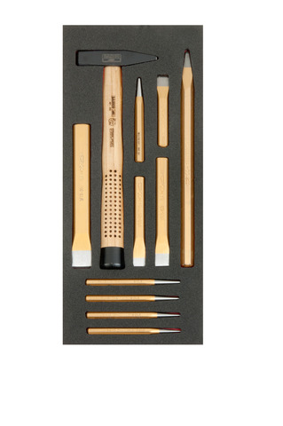 Foam with chisels and punches + hammer 1/3 module 11 pcs