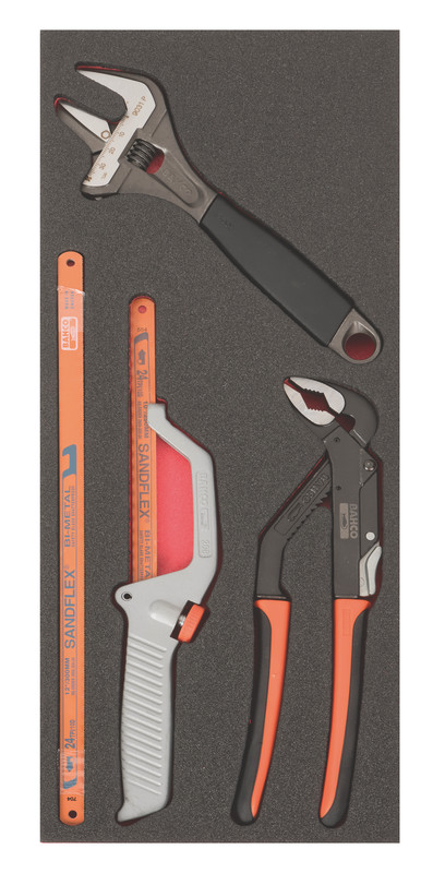 Tool set 4pcs Fit&Go 1/3 - adjustable wrench - slip joint pliers - mini hacksaw + spare blades